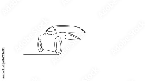 Animated self drawing of Sports Car video design illustration. Sports Car theme design concept in simple linear continuous line style. Great design for business purpose and community event campaign