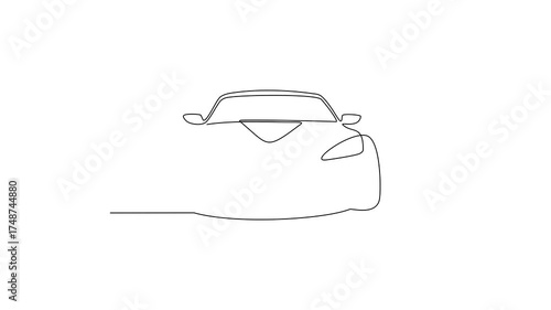 Animated self drawing of Sports Car video design illustration. Sports Car theme design concept in simple linear continuous line style. Great design for business purpose and community event campaign