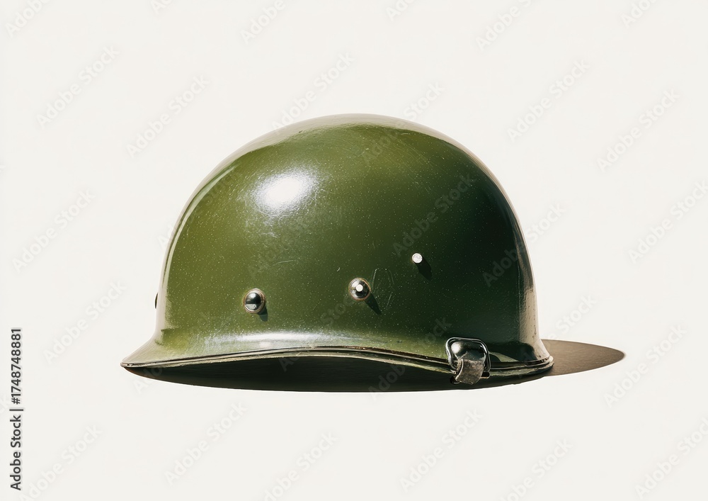 Fototapeta premium Military helmet, olive drab green, isolated