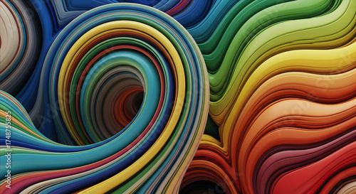 Wallpaper Mural Colorful twisted ribbons forming abstract patterns Torontodigital.ca