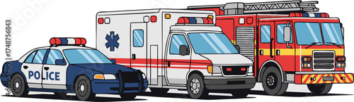 First Responders Emergency Vehicles United as a Symbol of Unity