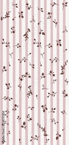 Chocolate berries  pink stripes paper texture pattern