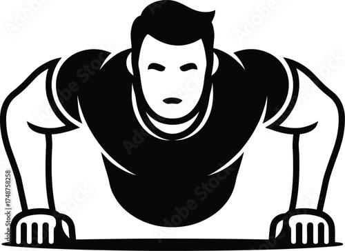Man Doing Push Up Exercise Vector on White Background - Athlete Fitness Workout Pose, Strength Training, Gym, Bodybuilding And Health Concept Design.
