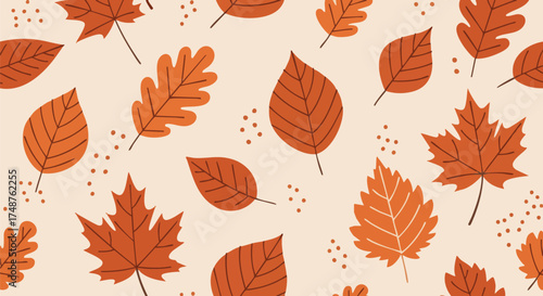 A seamless pattern of autumn leaves