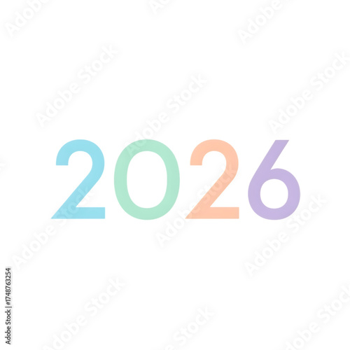 Pastel 2026 isolated on transparent background a soft and dreamy design featuring the year 2026 in gentle pastel hues, perfect for a modern look