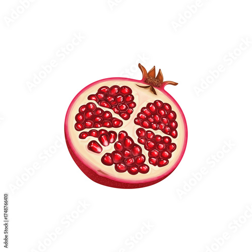 Pomegranate Cut Open Showing Seeds