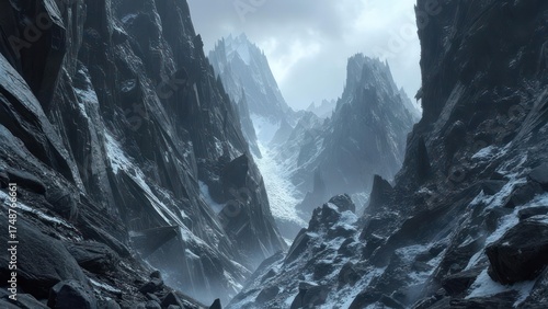 Wallpaper Mural Majestic mountain range with dramatic sky and deep valleys. Torontodigital.ca