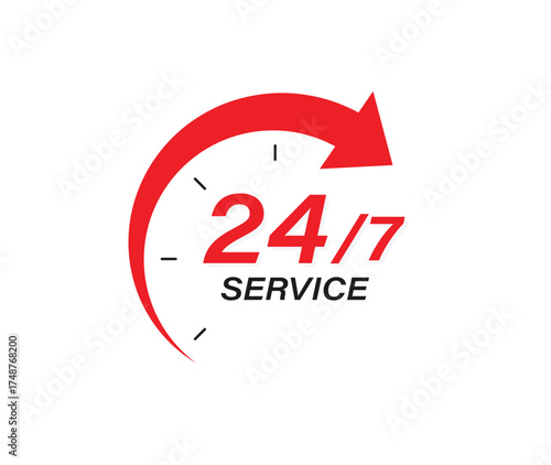  24 Hours 7 Days service vector illustration