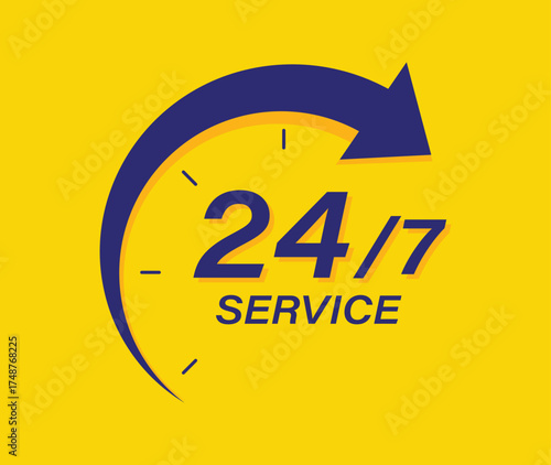  24 Hours 7 Days service vector illustration