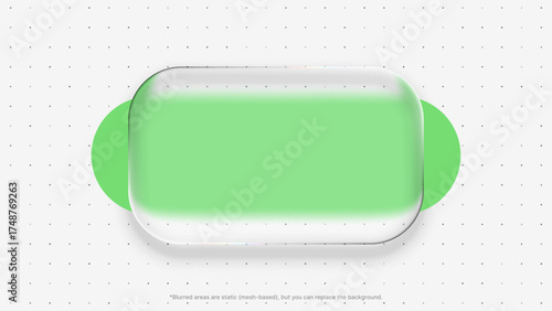 Liquid glass morphism vector design with green shape for ui and web design interface concept