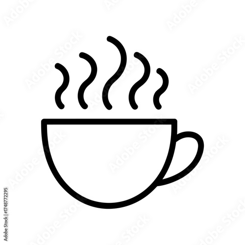 Simple line drawing of a steaming coffee cup for a cozy morning beverage break