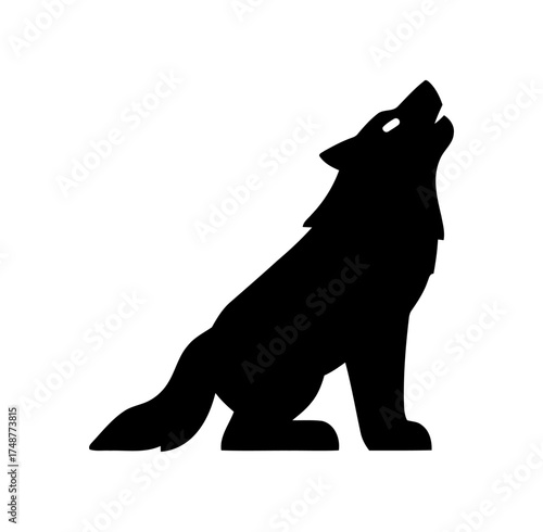 Silhouette of a howling wolf with an isolated background