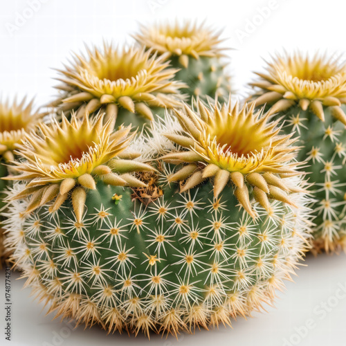 Golden crown on barrel cacti in cluster