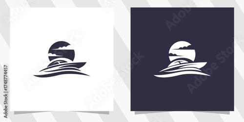 sailing yacht silhouette logo design