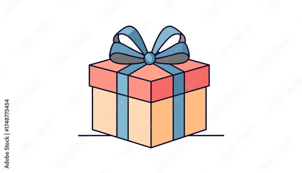 Fototapeta premium A Christmas gift box tied with a ribbon for a festive holiday concept