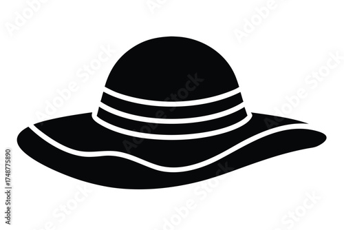 beach hat silhouette vector art