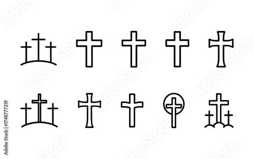 Cross symbol. Three crosses. Calvary. Vector.	