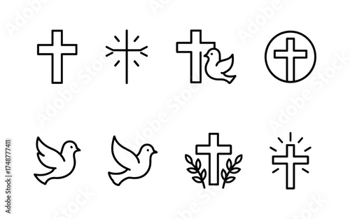 Cross symbol. Three crosses. Calvary. Vector.	