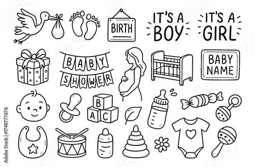 Baby shower doodles: celebrating new life with cute hand-drawn elements