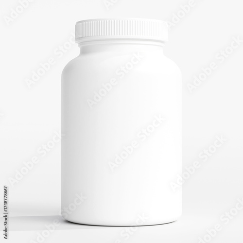 White Plastic Supplement Bottle Mockup Empty Container Design