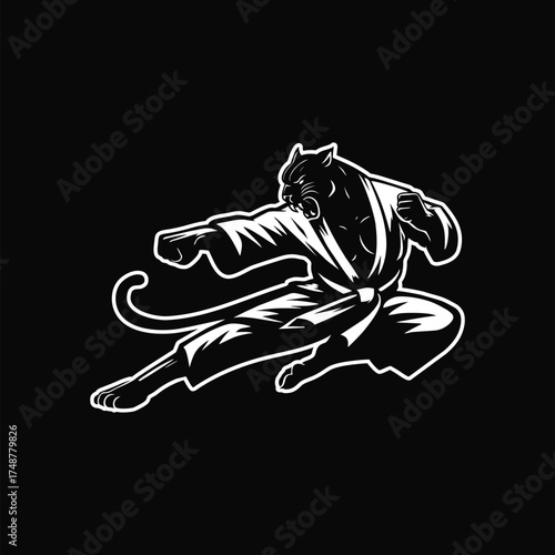 Panther karate cartoon design illustration