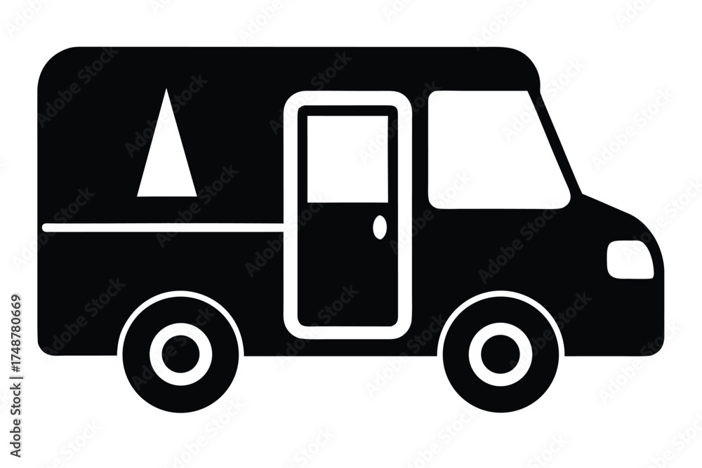 Fototapeta premium ice cream truck silhouette vector art