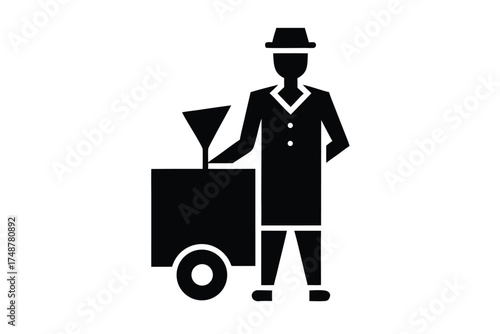 ice vendor silhouette vector art
