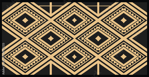 Vintage Floral Harmony: Seamless Trailing Vine Pattern with Delicate Leaves and Flowers in Beige on a Black Canvas