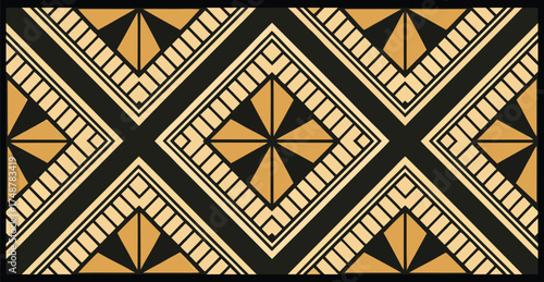 Vintage Floral Harmony: Seamless Trailing Vine Pattern with Delicate Leaves and Flowers in Beige on a Black Canvas