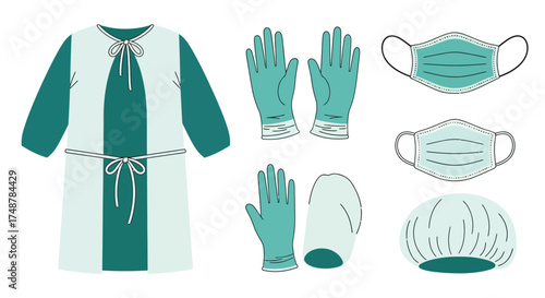 Depiction of essential medical protective gear for health and safety