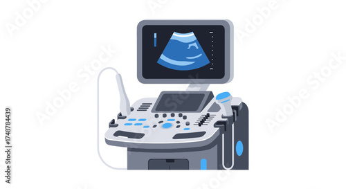 Depiction of an Ultrasound Diagnostic Machine for Medical Imaging