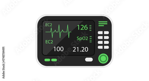 Detailed View of a Modern Heart Rate Monitor Device Displaying Vital Signs