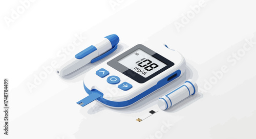 Digital Glucometer and Lancet Device for Monitoring Blood Sugar Levels
