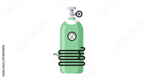 Illustrative Oxygen Tank with Full Gauge for Medical Usage Depiction
