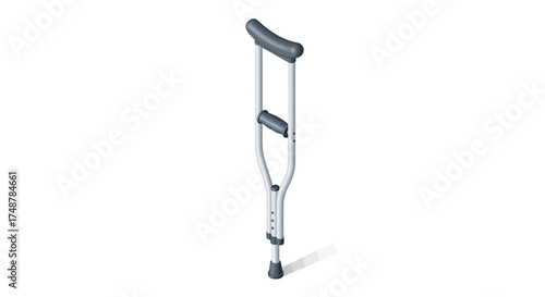 Illustrative representation of a single axillary crutch standing upright