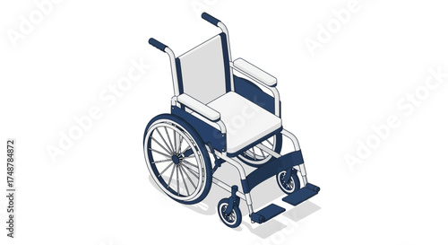 Isometric representation of a wheelchair, mobility assistance equipment