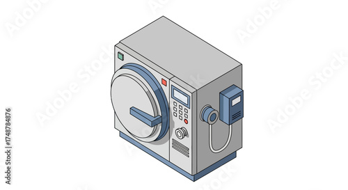 Isometric representation of industrial sterilizer for medical equipment