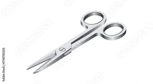 Minimalist stainless steel nail scissors, vector illustration on white background