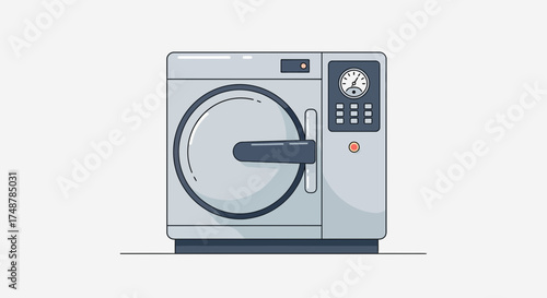 Minimalistic vector illustration of a scientific autoclave sterilizer