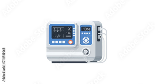 Modern medical monitoring device showcasing vital signs and time display