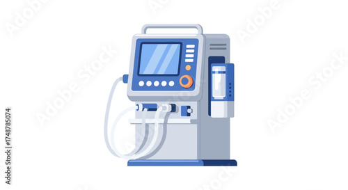Modern medical ventilator illustration, sophisticated design and life-saving medical equipment