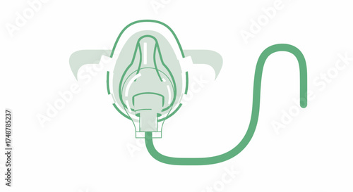 Stylized Vector Oxygen Mask Illustration on White Background for Healthcare