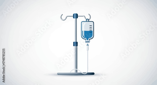Vector Illustration of an IV Drip Infusion System on a White Background