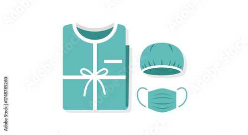 Vector illustration of medical personnel protective equipment items