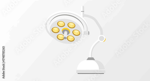 Vector Illustration of Operating Room Light with Modern Surgical Lamp