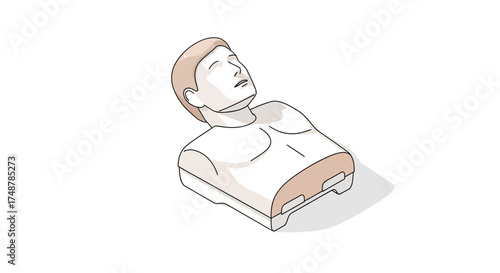  CPR training mannequin isolated on white background training equipment