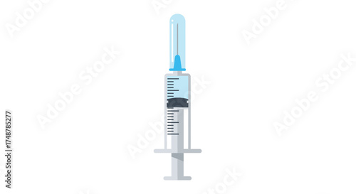 A clean vector design showcases a medical syringe with measurement lines