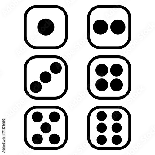dice vector, clip art, and symbol. Flat design of dice concept and simple design