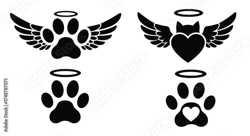 Angel wings and paw prints a memorial design for beloved pets