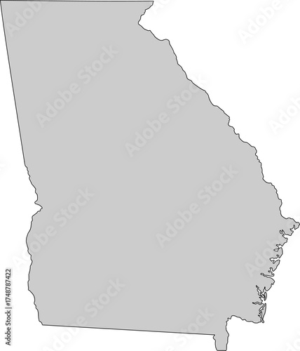 Gray silhouette vector of Georgia state boundary, rendered in a solid gray fill, providing a clean, minimalist, and impactful graphic representation of the Southeastern U.S. territory.

